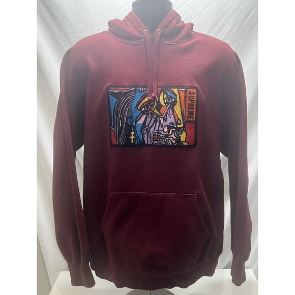 Supreme Picasso Hoodie Burgundy Chainstitch Size X Large - Picture 2 of 16